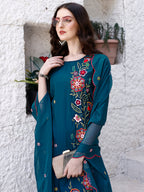 Hand Embroidered Kurta With Pant & Embroidered Organza Dupatta Luxury, Multicolor - Hiral Fashion - Distacart