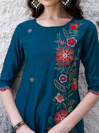 Hand Embroidered Kurta With Pant & Embroidered Organza Dupatta Luxury, Multicolor - Hiral Fashion - Distacart