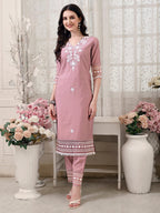 Pakistani Embroidered Kurta With Pant & Embroidered Dupatta, Multicolor - Hiral Fashion - Distacart
