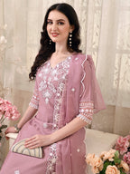 Pakistani Embroidered Kurta With Pant & Embroidered Dupatta, Multicolor - Hiral Fashion - Distacart