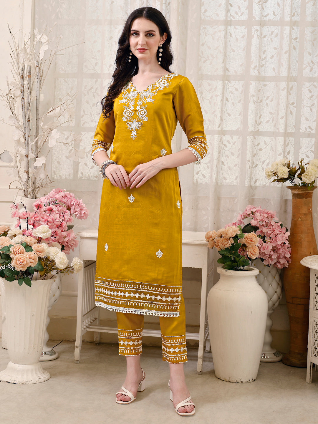 Pakistani Embroidered Kurta With Pant & Embroidered Dupatta Premium Luxury, Multicolor - Hiral Fashion - Distacart