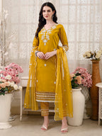 Pakistani Embroidered Kurta With Pant & Embroidered Dupatta Premium Luxury, Multicolor - Hiral Fashion - Distacart