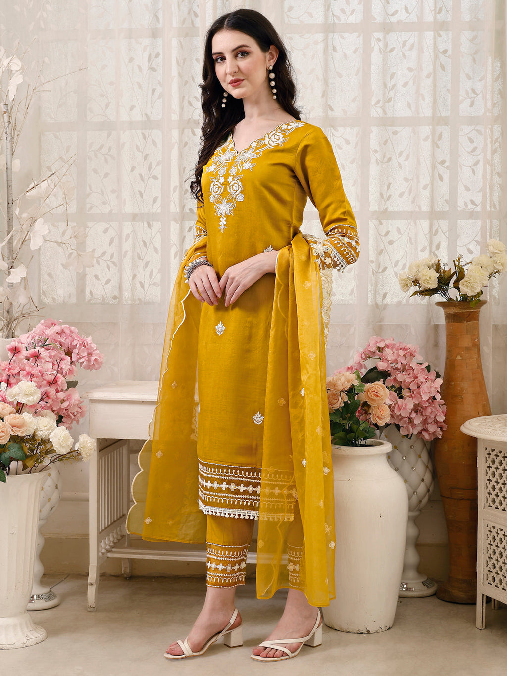 Pakistani Embroidered Kurta With Pant & Embroidered Dupatta Premium Luxury, Multicolor - Hiral Fashion - Distacart