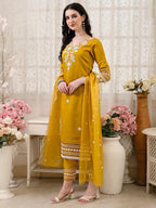 Pakistani Embroidered Kurta With Pant & Embroidered Dupatta Premium Luxury, Multicolor - Hiral Fashion - Distacart