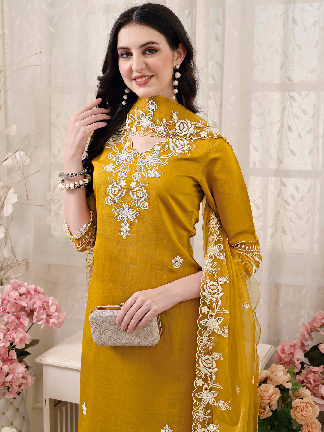 Pakistani Embroidered Kurta With Pant & Embroidered Dupatta Premium Luxury, Multicolor - Hiral Fashion - Distacart
