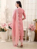 Pakistani Embroidered Kurta With Pant & Embroidered Dupatta, Peach - Hiral Fashion - Distacart