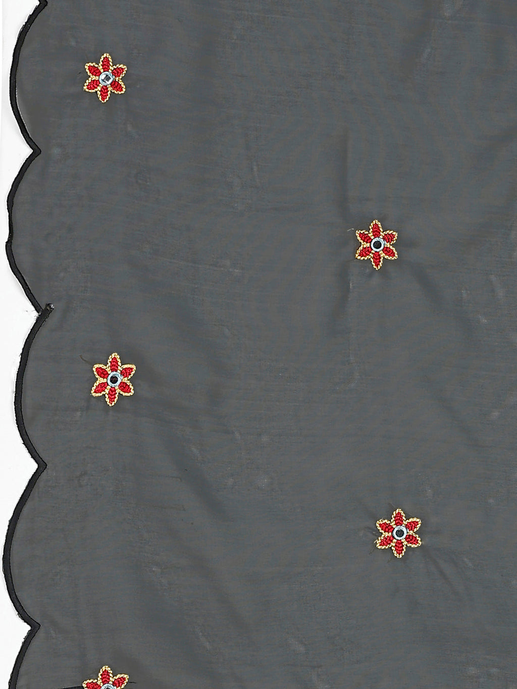 Alia Cut Mirror Embroidered Kurta With Embroidered Pant & Dupatta, Black - Hiral Fashion - Distacart