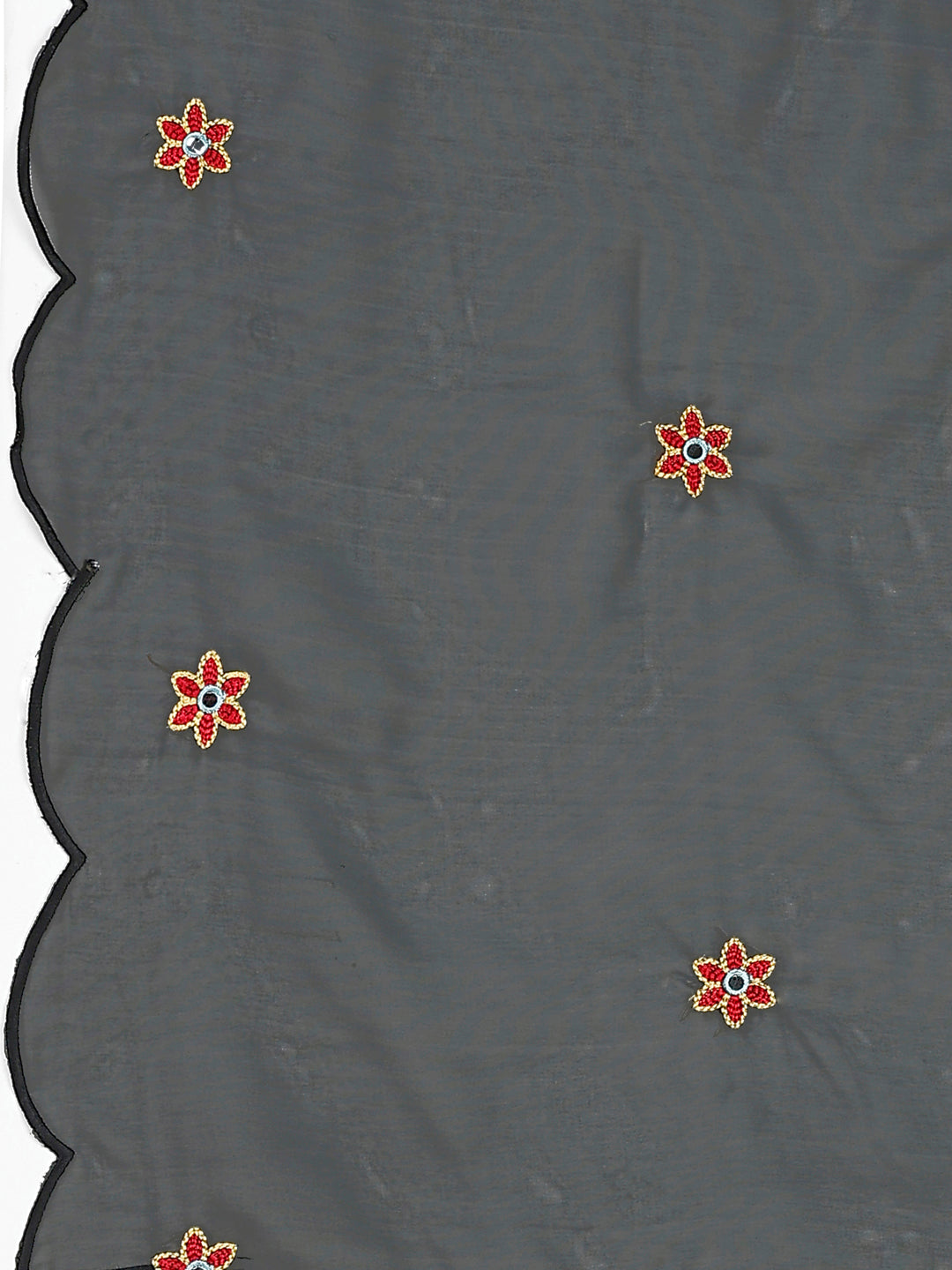Alia Cut Mirror Embroidered Kurta With Embroidered Pant & Dupatta, Black - Hiral Fashion - Distacart