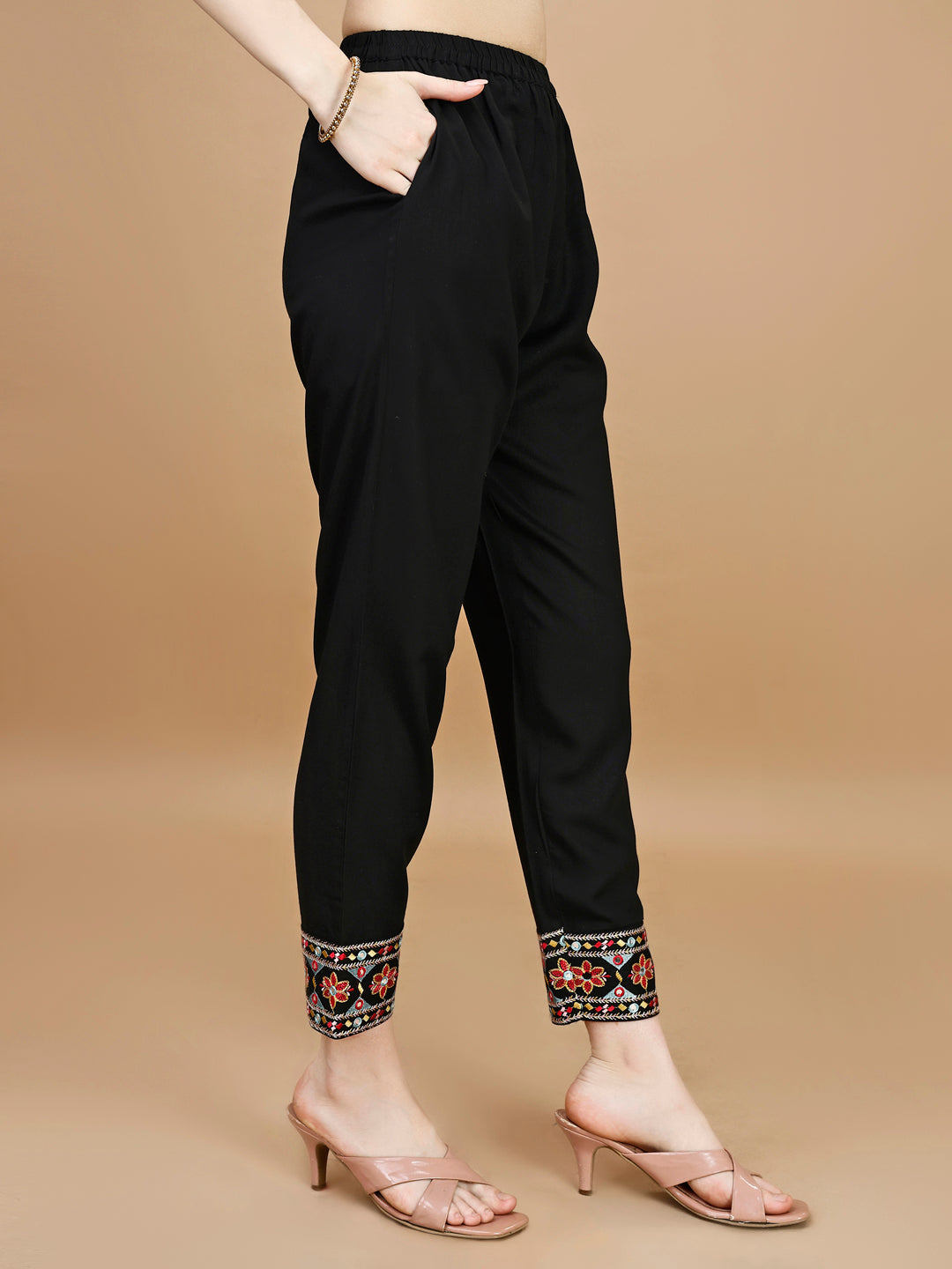 Alia Cut Mirror Embroidered Kurta With Embroidered Pant & Dupatta, Black - Hiral Fashion - Distacart