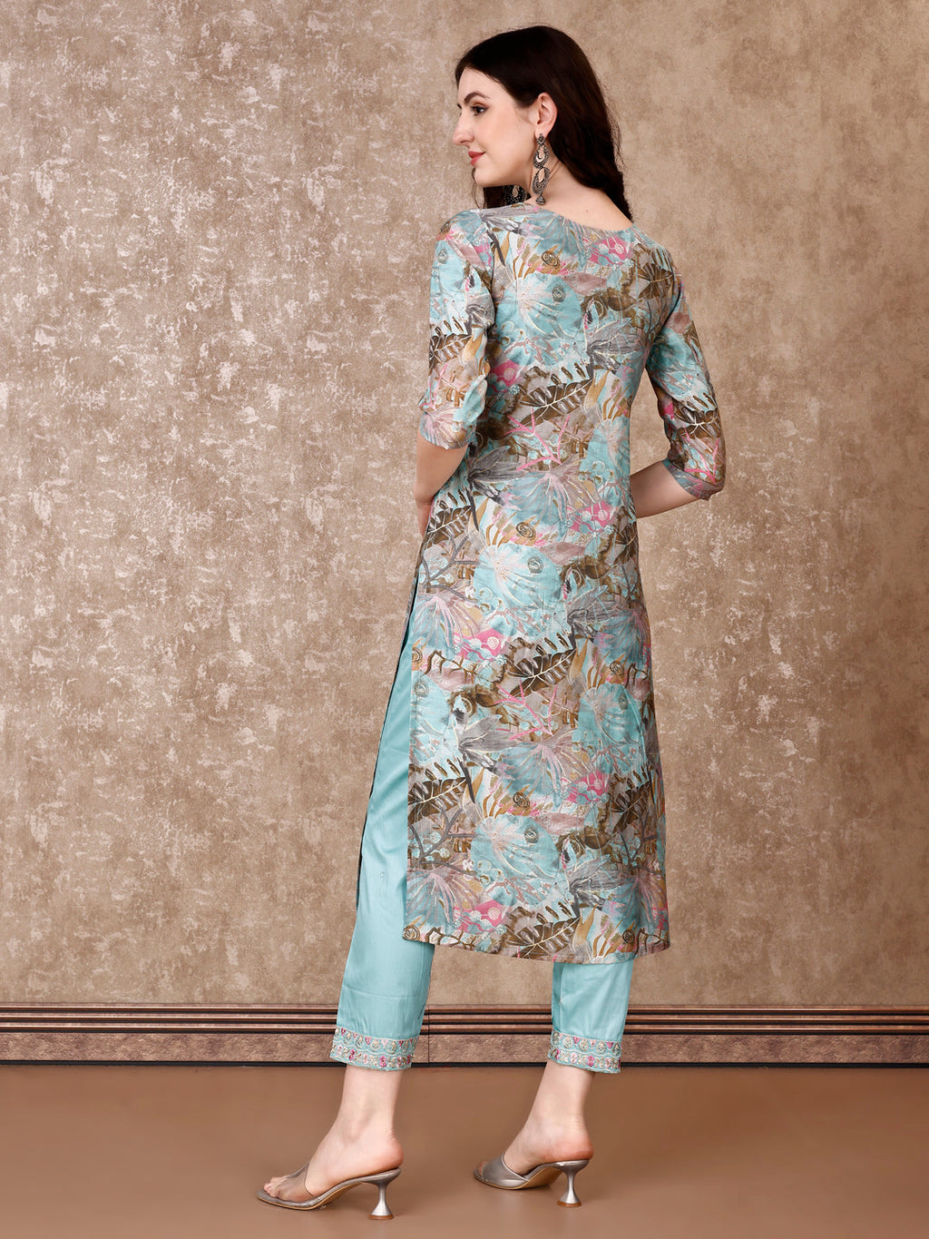 Embroidered & Floral Printed Kurta With Pant & Dupatta Premium Luxury, Multicolor - Hiral Fashion - Distacart