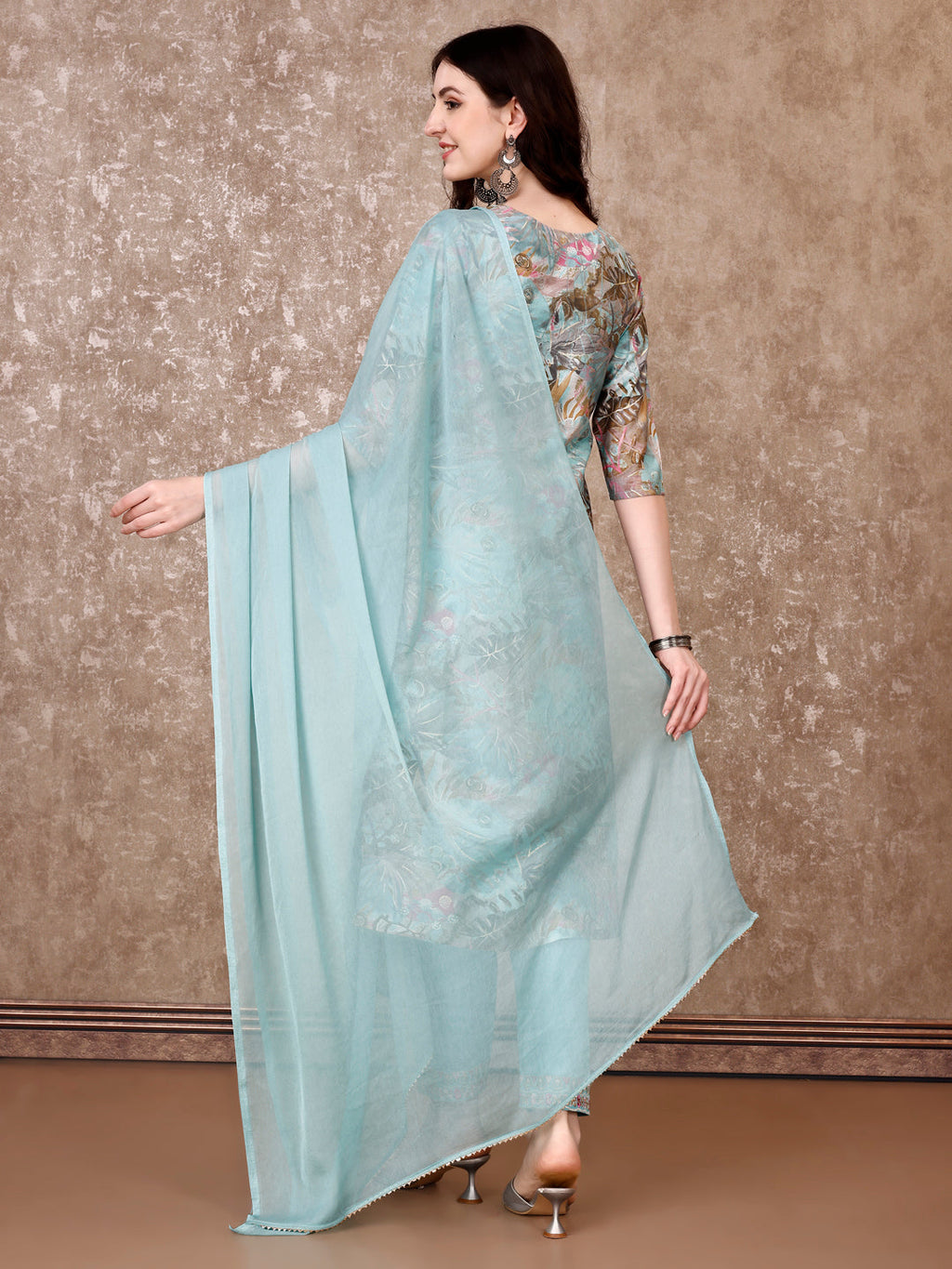 Embroidered & Floral Printed Kurta With Pant & Dupatta Premium Luxury, Multicolor - Hiral Fashion - Distacart