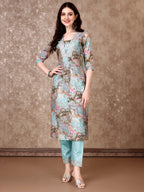Embroidered & Floral Printed Kurta With Pant & Dupatta Premium Luxury, Multicolor - Hiral Fashion - Distacart