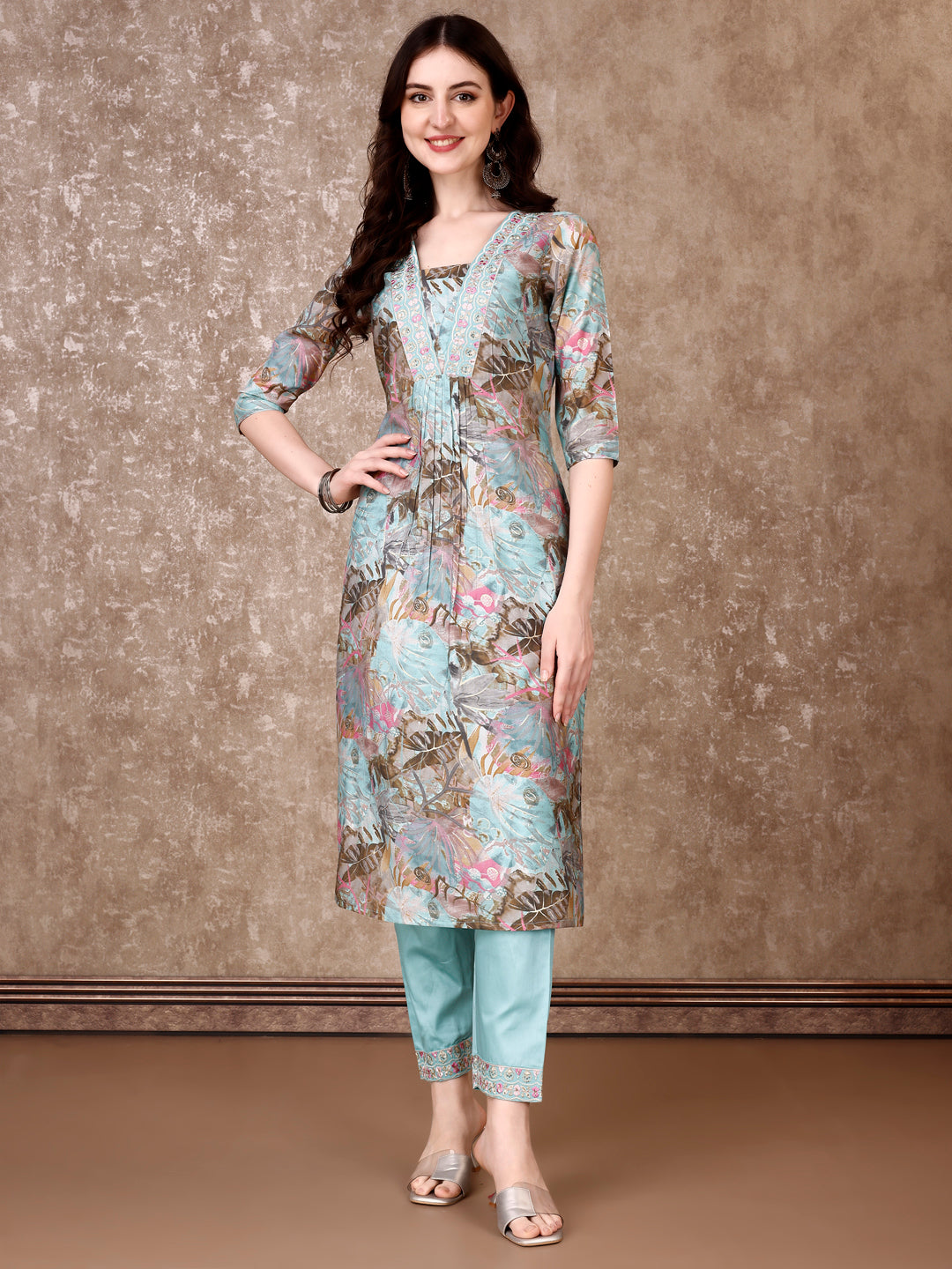 Embroidered & Floral Printed Kurta With Pant & Dupatta Premium Luxury, Multicolor - Hiral Fashion - Distacart