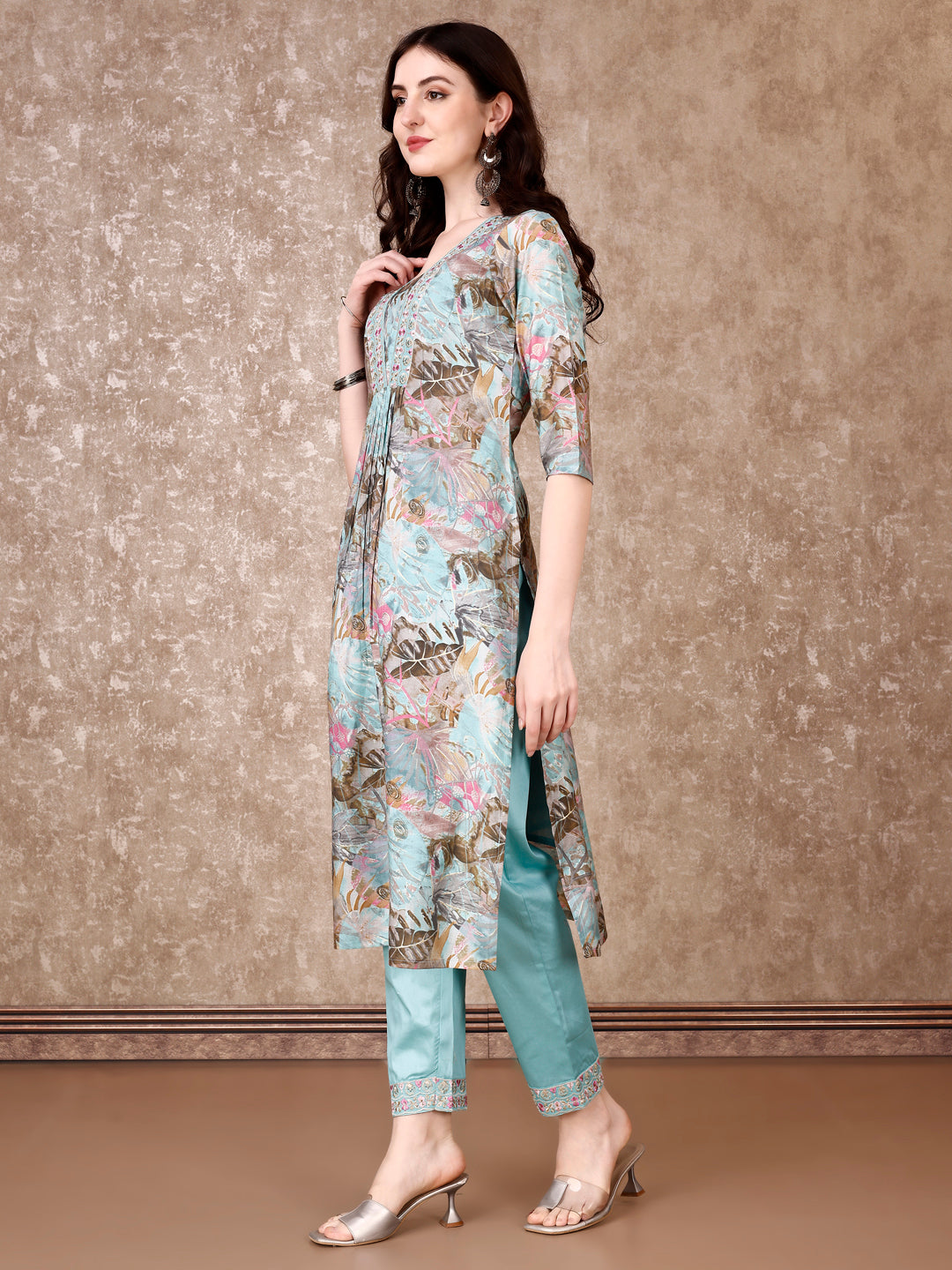 Embroidered & Floral Printed Kurta With Pant & Dupatta Premium Luxury, Multicolor - Hiral Fashion - Distacart