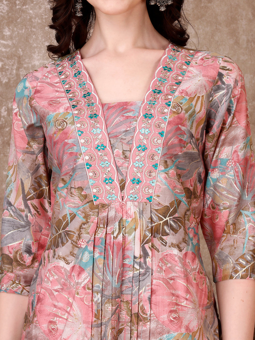 Embroidered & Floral Printed Kurta With Pant & Dupatta Premium Luxury, Multicolor - Hiral Fashion - Distacart