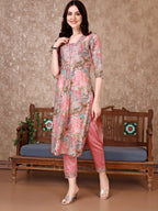 Embroidered & Floral Printed Kurta With Pant & Dupatta Premium Luxury, Multicolor - Hiral Fashion - Distacart