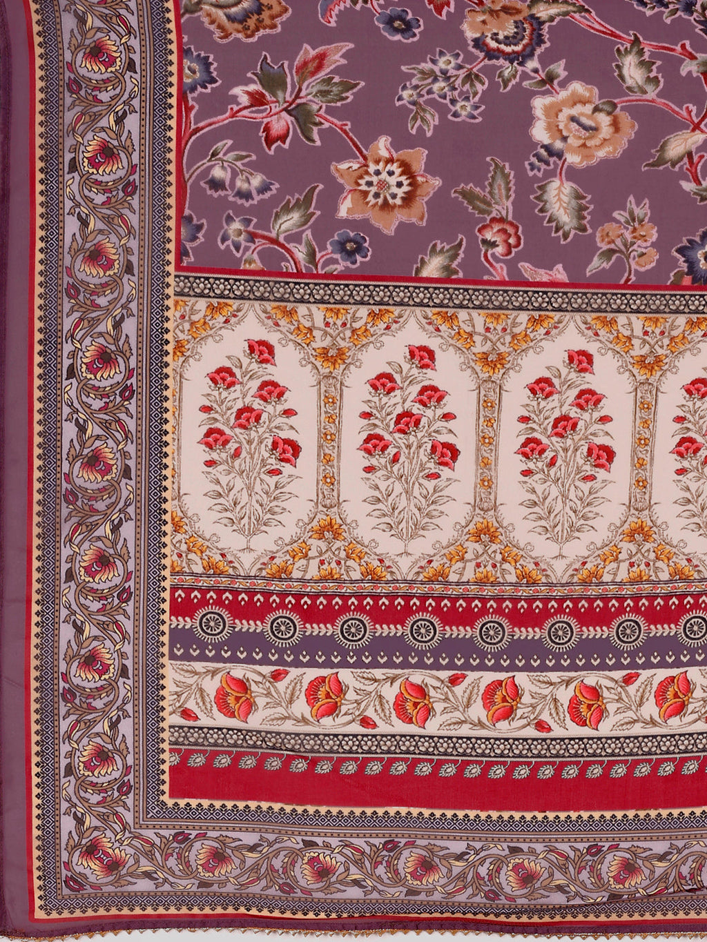 Hand Embroidered & Brasso Kurta With Pant & Organza Printed Dupatta, Purple - Hiral Fashion - Distacart