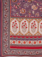 Hand Embroidered & Brasso Kurta With Pant & Organza Printed Dupatta, Purple - Hiral Fashion - Distacart