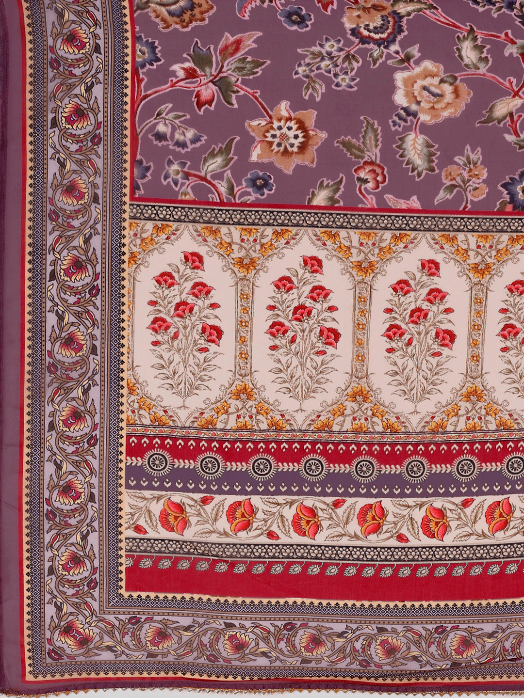 Hand Embroidered & Brasso Kurta With Pant & Organza Printed Dupatta, Purple - Hiral Fashion - Distacart