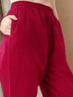 Embroidered & Floral Printed Kurta With Pant & Dupatta, Rani - Hiral Fashion