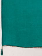 Embroidered & Floral Printed Kurta With Pant & Dupatta, Teal - Hiral Fashion
