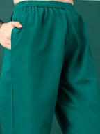Embroidered & Floral Printed Kurta With Pant & Dupatta, Teal - Hiral Fashion