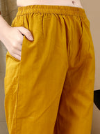 Embroidered & Floral Printed Kurta With Pant & Dupatta, Yellow - Hiral Fashion