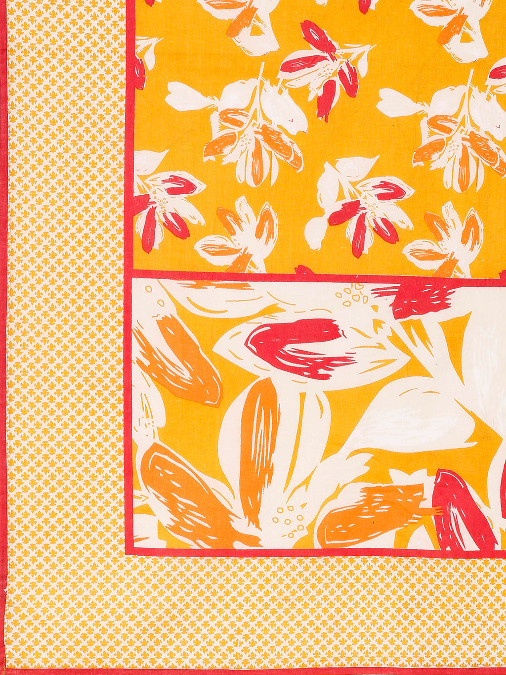 Floral Printed Cotton Kurta With Pant & Dupatta, Yellow - Hiral Fashion - Distacart