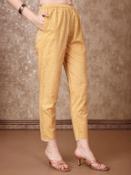 Floral Printed Cotton Kurta With Pant & Dupatta, Yellow - Hiral Fashion - Distacart