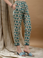 Floral Printed Anarkali Kurta With Pant & Dupatta Luxury Premium, Multicolor - Hiral Fashion