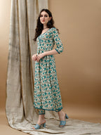 Floral Printed Anarkali Kurta With Pant & Dupatta Luxury Premium, Multicolor - Hiral Fashion