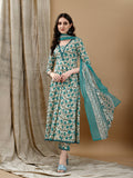 Floral Printed Anarkali Kurta With Pant & Dupatta Luxury Premium, Multicolor - Hiral Fashion