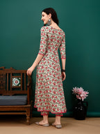 Floral Printed Anarkali Kurta With Pant & Dupatta Luxury Premium, Pink - Hiral Fashion - Distacart