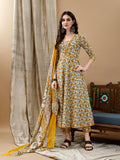 Floral Printed Anarkali Kurta With Pant & Dupatta Luxury Premium, Multicolor - Hiral Fashion - Distacart