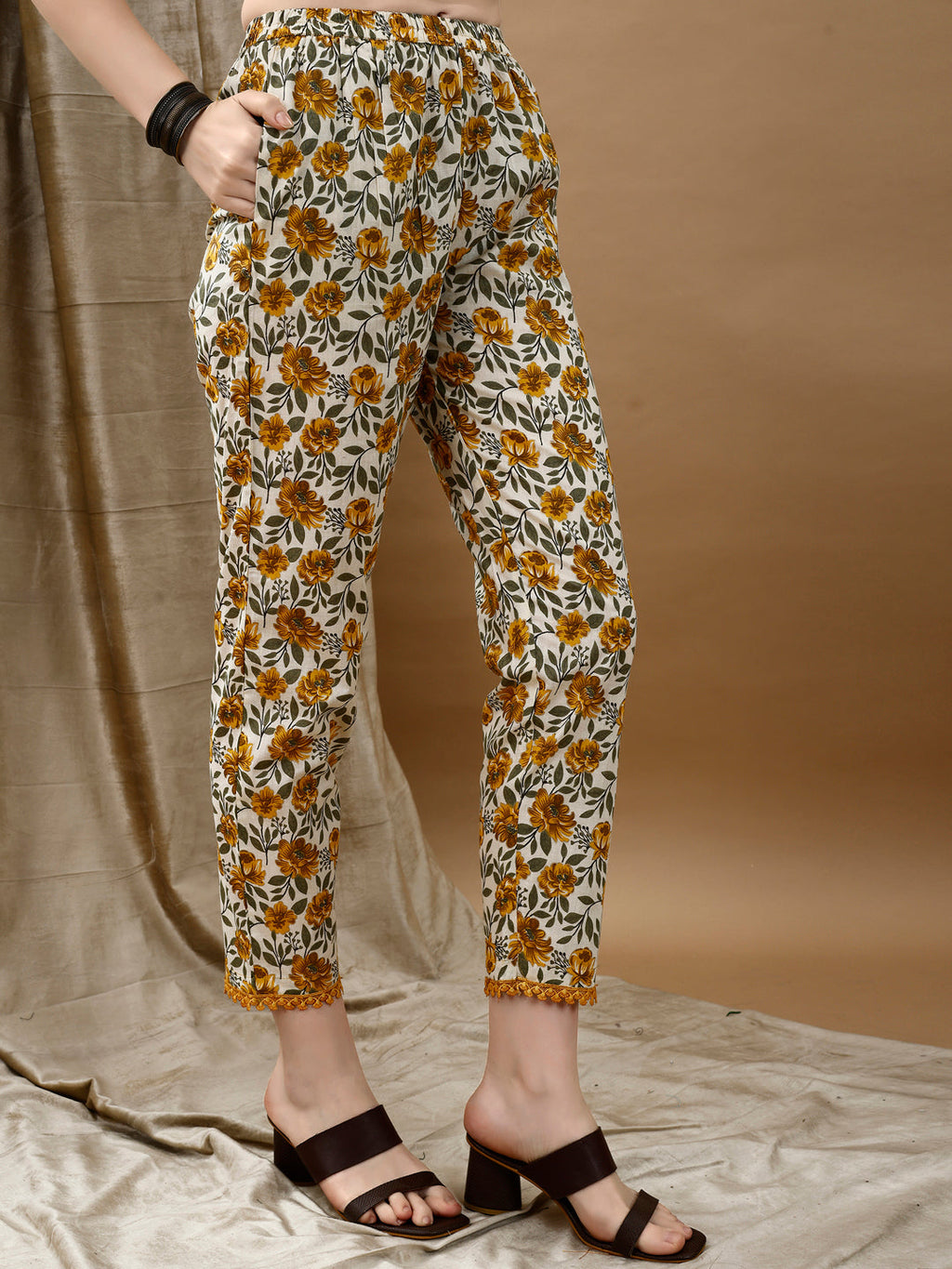 Floral Printed Anarkali Kurta With Pant & Dupatta Luxury Premium, Multicolor - Hiral Fashion - Distacart