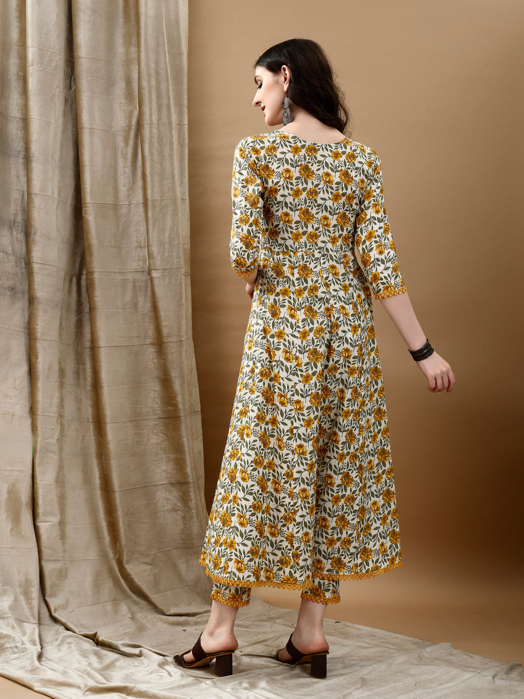 Floral Printed Anarkali Kurta With Pant & Dupatta Luxury Premium, Multicolor - Hiral Fashion - Distacart