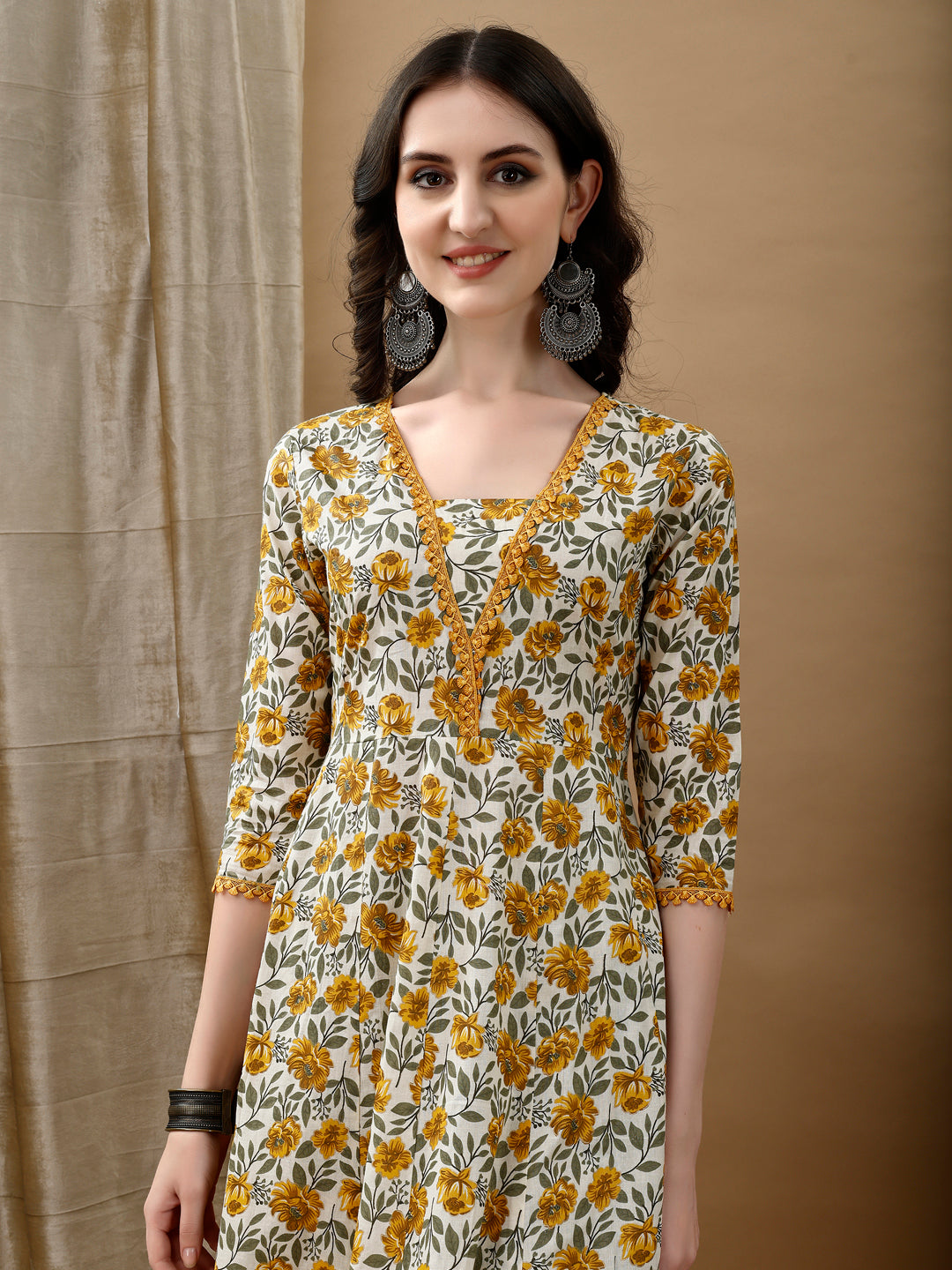 Floral Printed Anarkali Kurta With Pant & Dupatta Luxury Premium, Multicolor - Hiral Fashion - Distacart