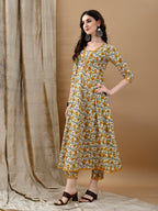 Floral Printed Anarkali Kurta With Pant & Dupatta Luxury Premium, Multicolor - Hiral Fashion - Distacart