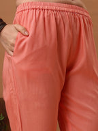 Embroidered & Floral Printed Flared Kurta With Pant & Dupatta, Pink - Hiral Fashion