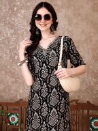 Embroidered & Printed Co Ords Kurta With Pallazo, Black - Hiral Fashion - Distacart