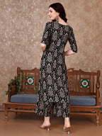 Embroidered & Printed Co Ords Kurta With Pallazo, Black - Hiral Fashion - Distacart