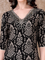 Embroidered & Printed Co Ords Kurta With Pallazo, Black - Hiral Fashion - Distacart