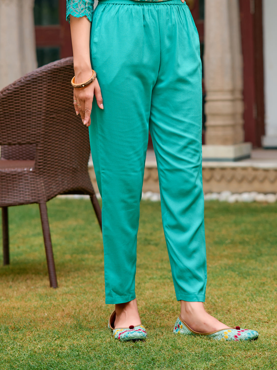 Embroidered & Floral Printed Kurta With Pant & Dupatta, Blue - Hiral Fashion - Distacart