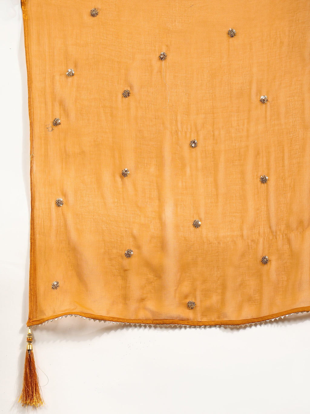 Nyra Cut Embroidered & Floral Printed Kurta With Pant & Embroidered Dupatta, Mustard - Hiral Fashion - Distacart