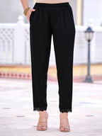 Floral Printed Embroidered Kurta With Pant & Dupatta, Black - Hiral Fashion - Distacart