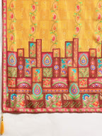 Hand Embroidered & Printed Pure Silk Kurta With Pant & Printed Dupatta, Mustard - Hiral Fashion - Distacart