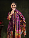Hand Embroidered & Printed Pure Silk Kurta With Pant & Printed Dupatta, Purple - Hiral Fashion - Distacart