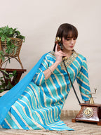 Leheriya Printed & Applique Embroidered Kurta With Pant & Dupatta, Blue - Hiral Fashion - Distacart