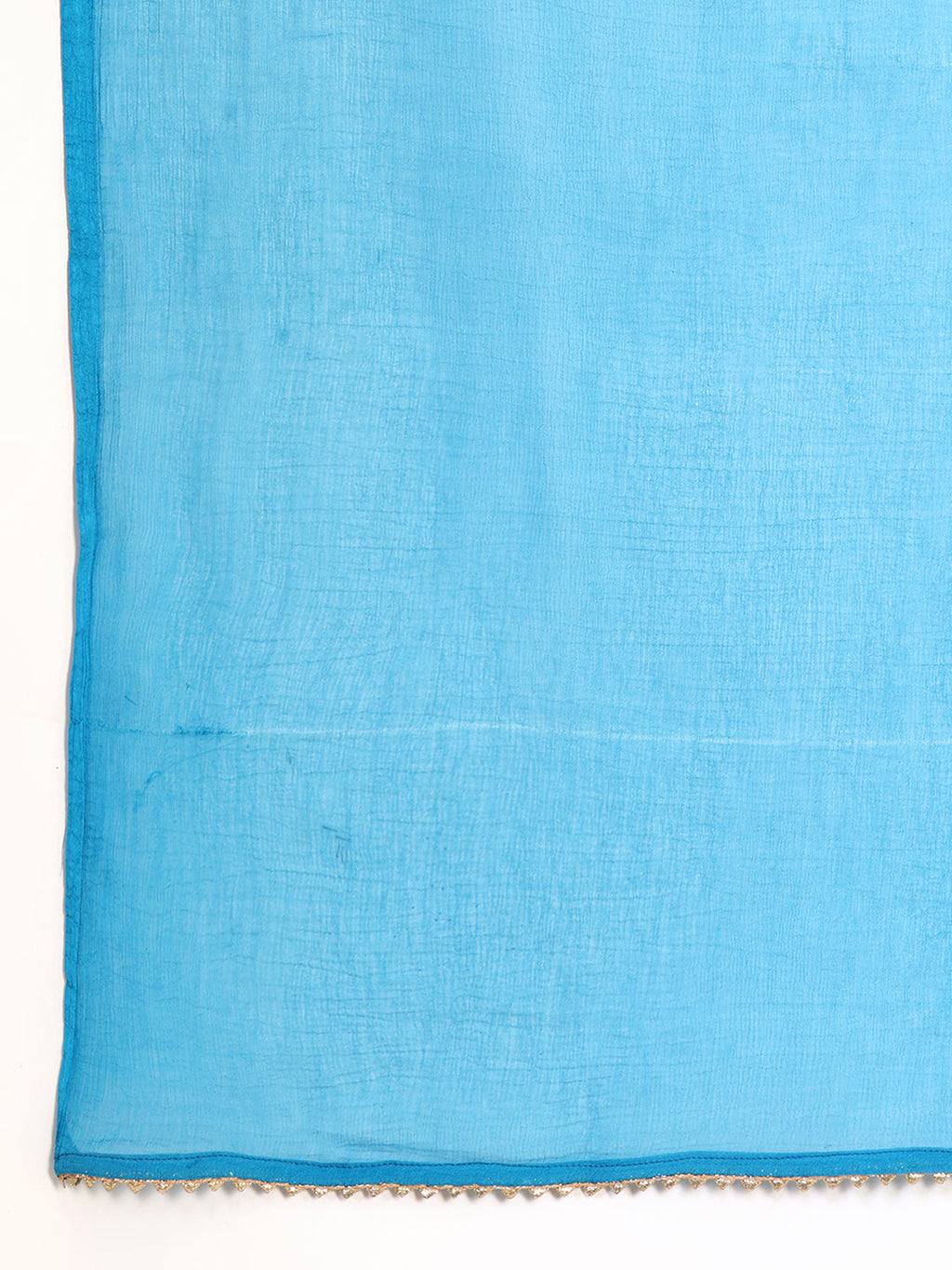 Leheriya Printed & Applique Embroidered Kurta With Pant & Dupatta, Blue - Hiral Fashion - Distacart
