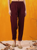 Alia Cut Embroidered Silk Blend Kurta With Pant & Dupatta, Wine - Hiral Fashion - Distacart